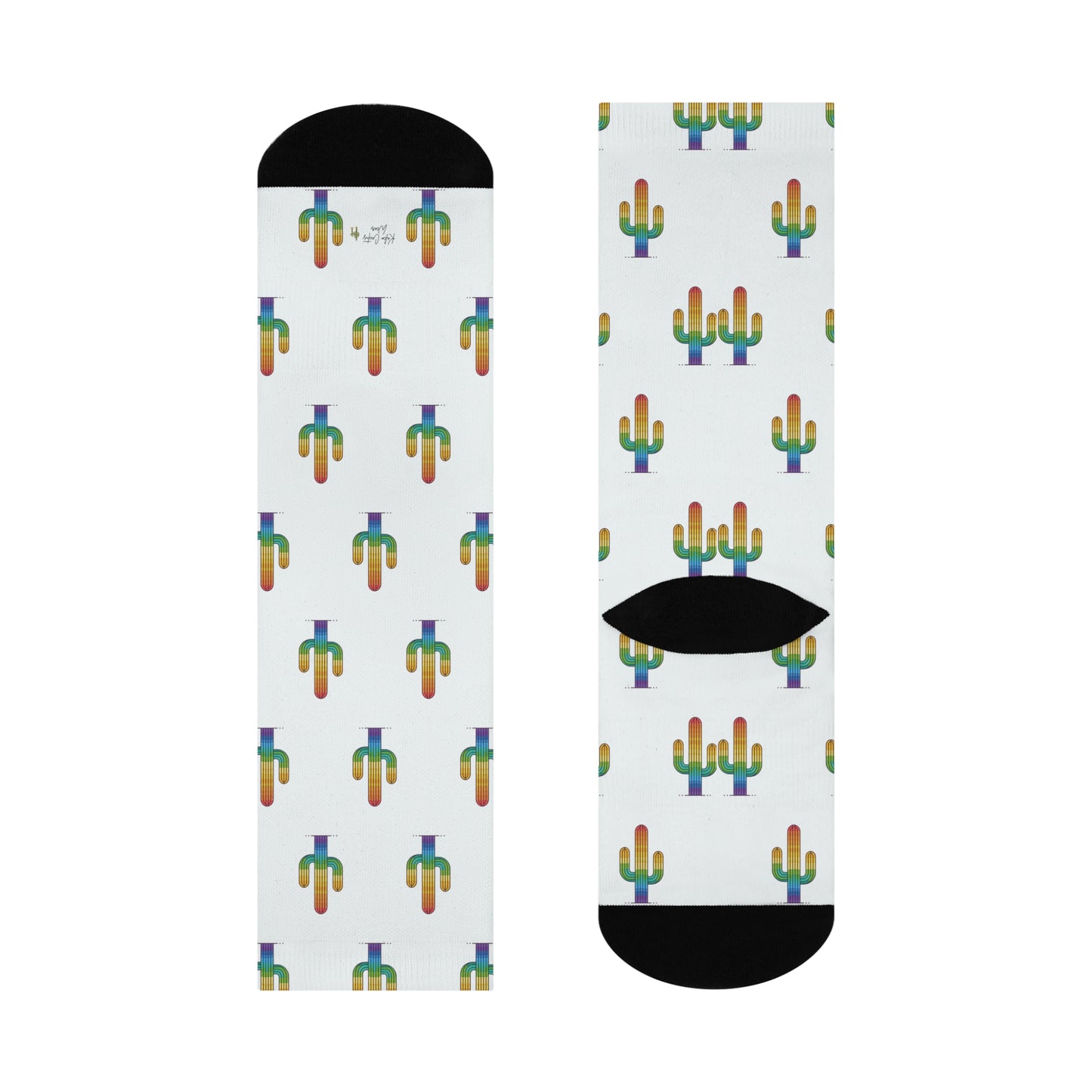 Cactus Print Cushioned Crew Socks - Fun & Comfy Footwear for Everyday Wear - Kaleo Cactus Garden